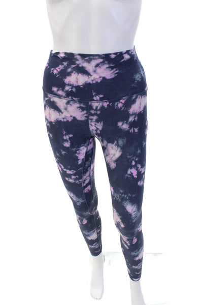 Lululemon Womens High Rise Stretch Knit Tie Dyed Leggings Blue Pink Size 2