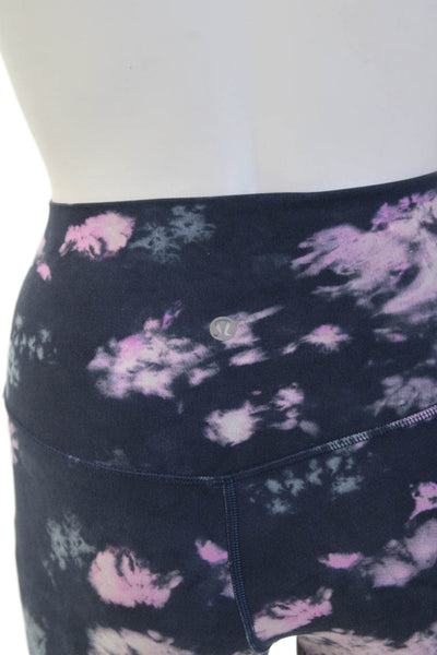 Lululemon Womens High Rise Stretch Knit Tie Dyed Leggings Blue Pink Size 2