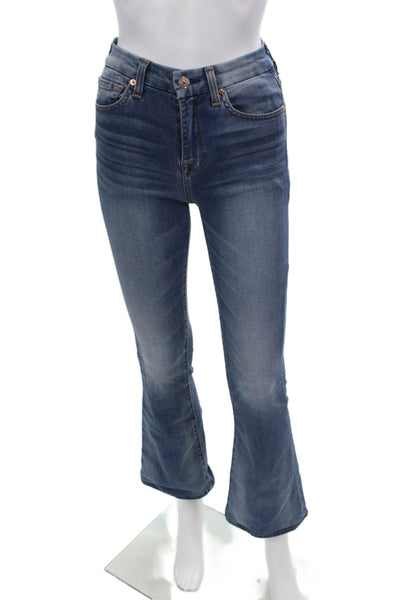 7 For All Mankind Womens Zipper Fly Mid Rise Medium Wash Ali Flare Jeans Blue 24