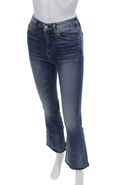 7 For All Mankind Womens Zipper Fly Mid Rise Medium Wash Ali Flare Jeans Blue 24
