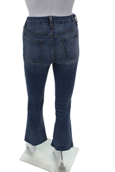 7 For All Mankind Womens Zipper Fly Mid Rise Medium Wash Ali Flare Jeans Blue 24