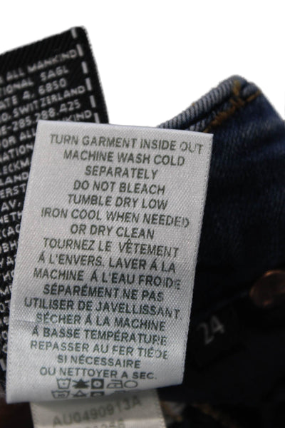 7 For All Mankind Womens Zipper Fly Mid Rise Medium Wash Ali Flare Jeans Blue 24