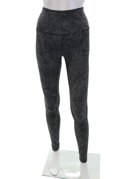 Lululemon Womens Stretch Spotted Mid-Rise Activewear Ankle Leggings Black Size 4