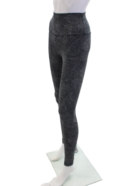 Lululemon Womens Stretch Spotted Mid-Rise Activewear Ankle Leggings Black Size 4