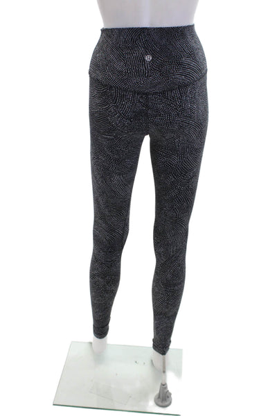 Lululemon Womens Stretch Spotted Mid-Rise Activewear Ankle Leggings Black Size 4