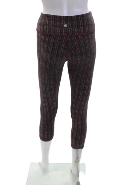 Lululemon Womens Abstract Low-Rise Cropped Activewear Leggings Red Size 4