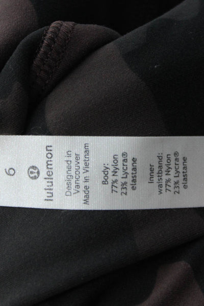 Lululemon Womens Camouflage Mid-Rise Cropped Activewear Leggings Brown Size 6