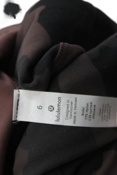 Lululemon Womens Camouflage Mid-Rise Cropped Activewear Leggings Brown Size 6