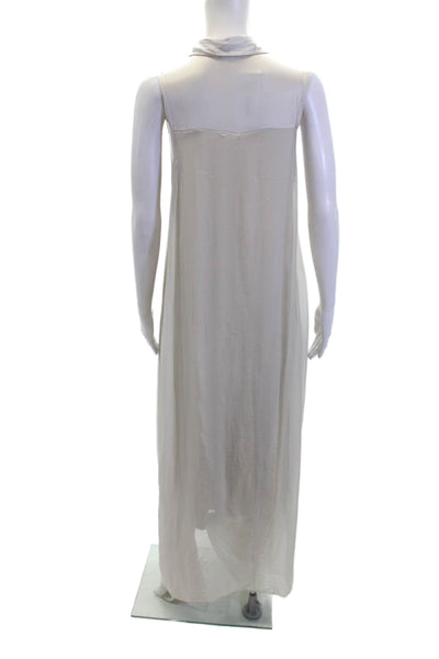 Natacha Womens Layered Collared Button Up Sleeveless Maxi Dress Gray Size S