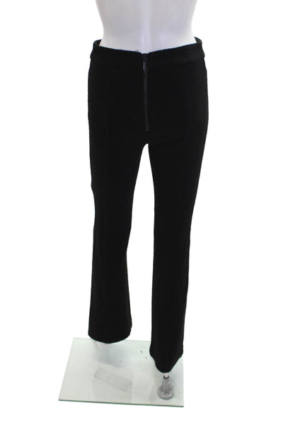Nanette Lepore Womens Pocketed Textured Flared Leg Pants Solid Black Size 4