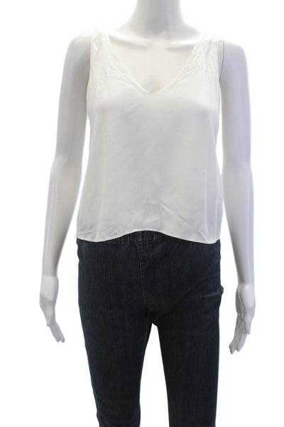 Wilfred Free Womens V-Neck Sleeveless Cropped Tank Top Blouse White Size XS