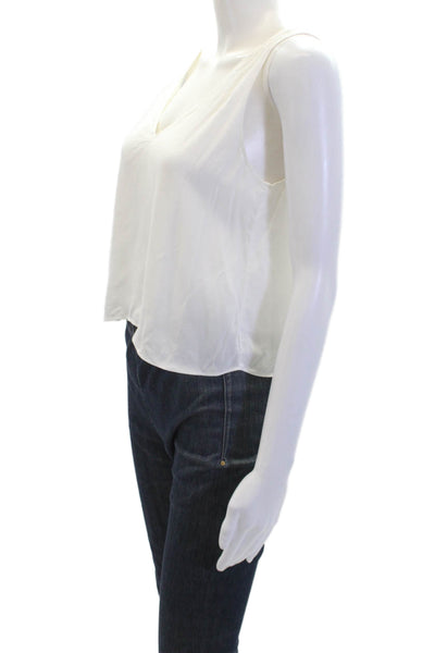 Wilfred Free Womens V-Neck Sleeveless Cropped Tank Top Blouse White Size XS