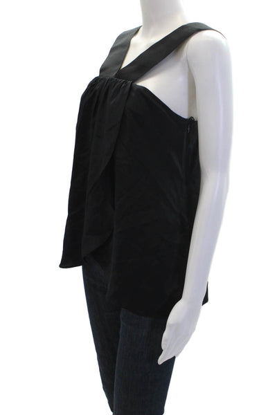 Rachel Zoe Womens Silk Split Front Crossed Strap Detail Blouse Black Size 2