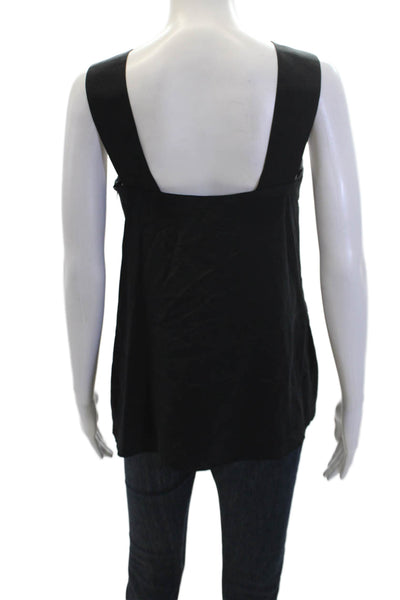 Rachel Zoe Womens Silk Split Front Crossed Strap Detail Blouse Black Size 2
