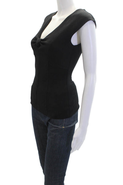 Bailey 44 Womens Faux Suede Knot Detail Paneled Sleeveless Blouse Black Size XS