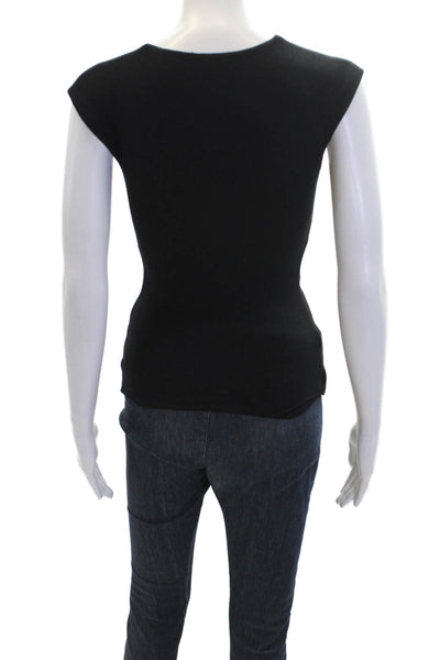 Bailey 44 Womens Faux Suede Knot Detail Paneled Sleeveless Blouse Black Size XS