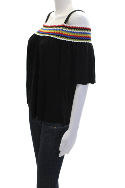 Bailey 44 Womens Crocheted Panel Detail Square Neck Blouse Black Size S