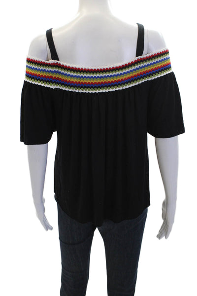 Bailey 44 Womens Crocheted Panel Detail Square Neck Blouse Black Size S