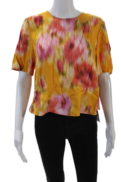 Ted Baker London Womens Striped Short Sleeves Blouse Yellow Red Size 4