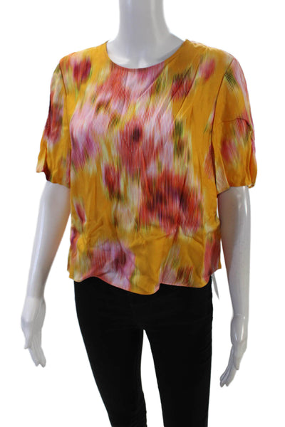 Ted Baker London Womens Striped Short Sleeves Blouse Yellow Red Size 4