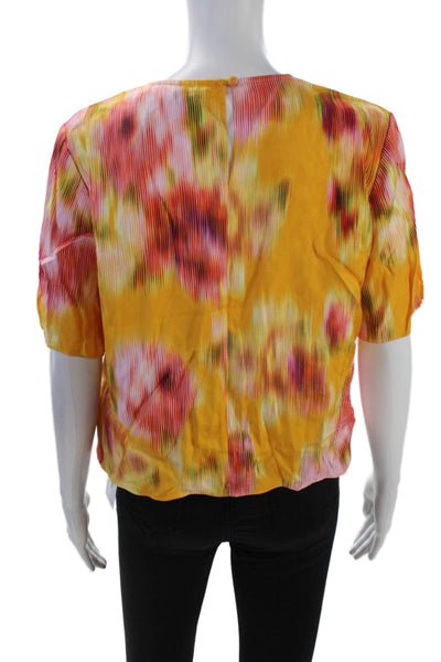 Ted Baker London Womens Striped Short Sleeves Blouse Yellow Red Size 4