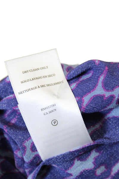 Rails Womens Static Leopard Print Mariah Blouse Blue Purple Size Extra Small