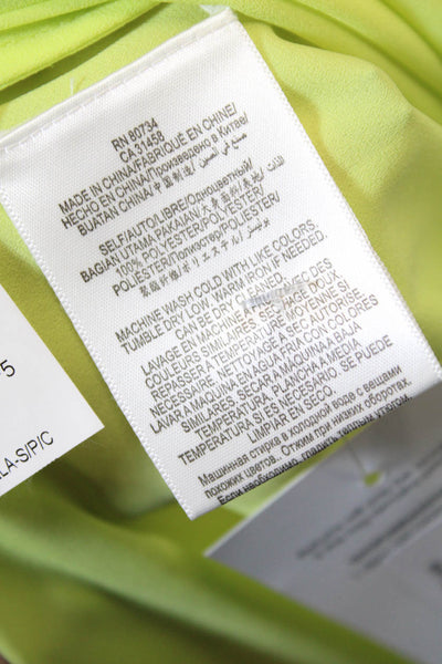 BCBG Max Azria Womens V Neck Natty Blouse Bright Citron Green Size Small