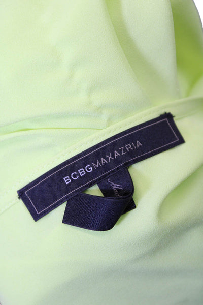BCBG Max Azria Womens V Neck Natty Blouse Bright Citron Green Size Small