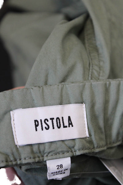 Pistola Womens Cotton Four Pocket High-Rise Tapered Pants Trousers Green Size 28