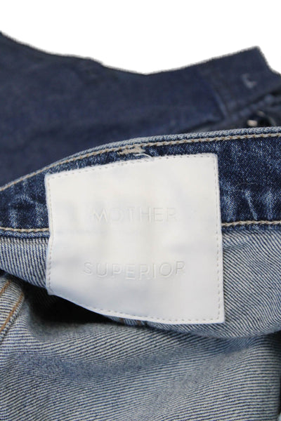 Mother Womens Cotton Mid Rise Raw Ankle Detail Skinny Jeans Blue Size 25