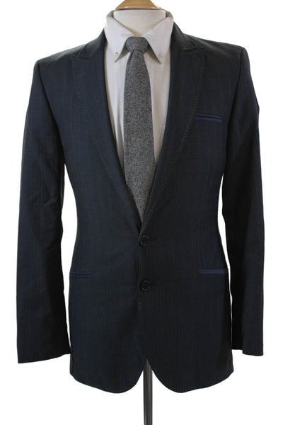 Ted Baker London Mens Striped Two Button Blazer Jacket Gray Wool Size 36