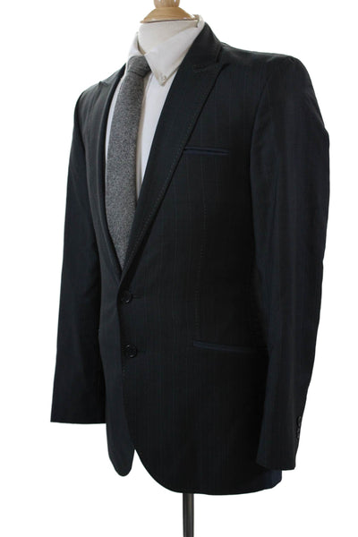 Ted Baker London Mens Striped Two Button Blazer Jacket Gray Wool Size 36