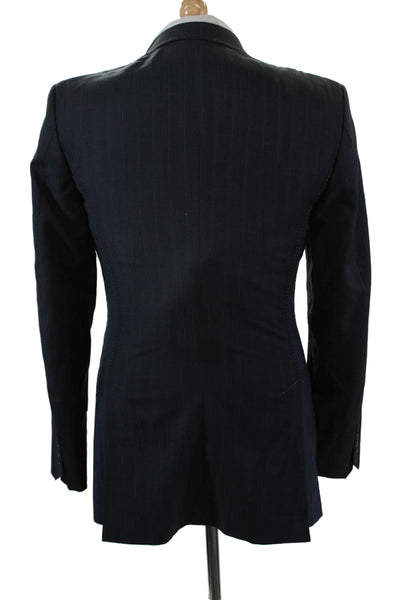 Ted Baker London Mens Striped Two Button Blazer Jacket Gray Wool Size 36