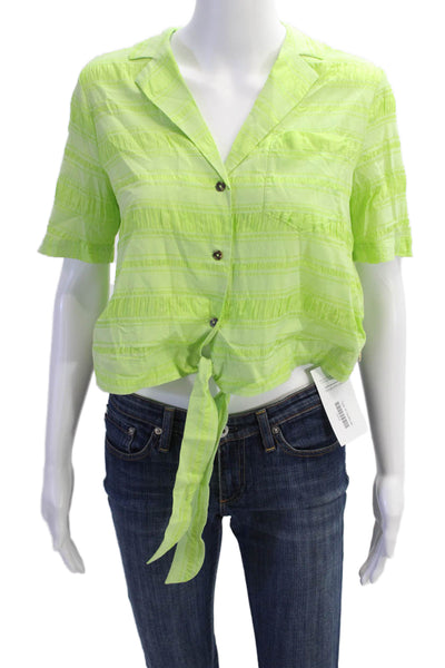 Scotch And Soda Womens Button Down Shirt Lime Green Cotton Size Extra Small