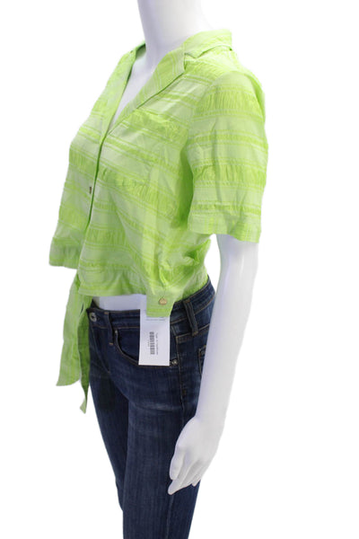 Scotch And Soda Womens Button Down Shirt Lime Green Cotton Size Extra Small