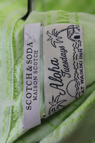 Scotch And Soda Womens Button Down Shirt Lime Green Cotton Size Extra Small