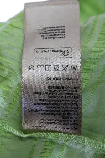 Scotch And Soda Womens Button Down Shirt Lime Green Cotton Size Extra Small