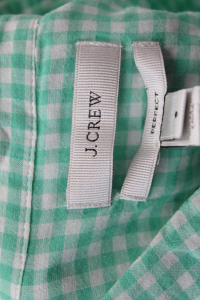 J Crew Womens Checkered Collared Long Sleeve Button Up Blouse Top Blue Size 8