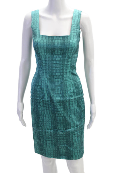 Jay Godfrey Womens Square Neck Sleeveless Zip Up Mini Dress Blue Size 4