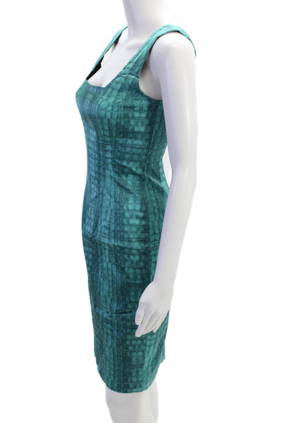 Jay Godfrey Womens Square Neck Sleeveless Zip Up Mini Dress Blue Size 4
