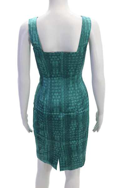 Jay Godfrey Womens Square Neck Sleeveless Zip Up Mini Dress Blue Size 4