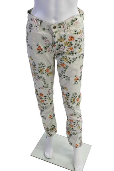 Citizens of Humanity Womens Cotton Floral Mid-Rise Skinny Pants Beige Sz 27