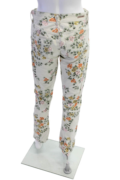 Citizens of Humanity Womens Cotton Floral Mid-Rise Skinny Pants Beige Sz 27