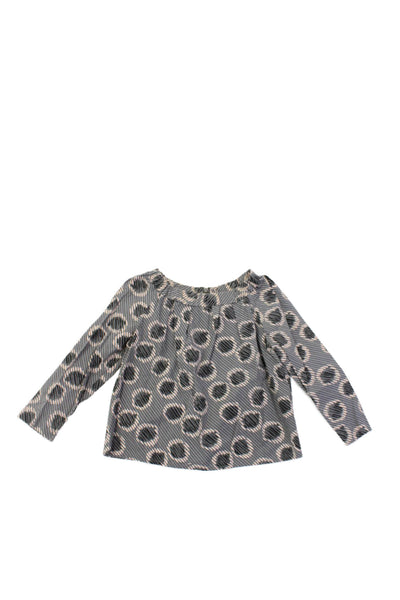 Bonpoint Girls Long Sleeve Cotton Polka Dot Blouse Gray Size 6