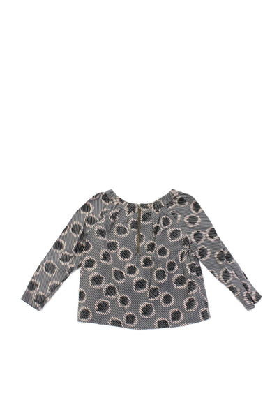 Bonpoint Girls Long Sleeve Cotton Polka Dot Blouse Gray Size 6