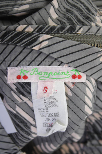 Bonpoint Girls Long Sleeve Cotton Polka Dot Blouse Gray Size 6