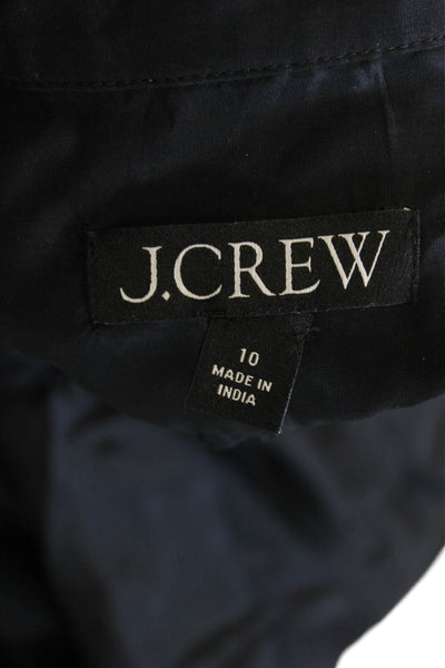 J Crew Womens Crew Neck Long Sleeves Button Down Blouse Black Size 10