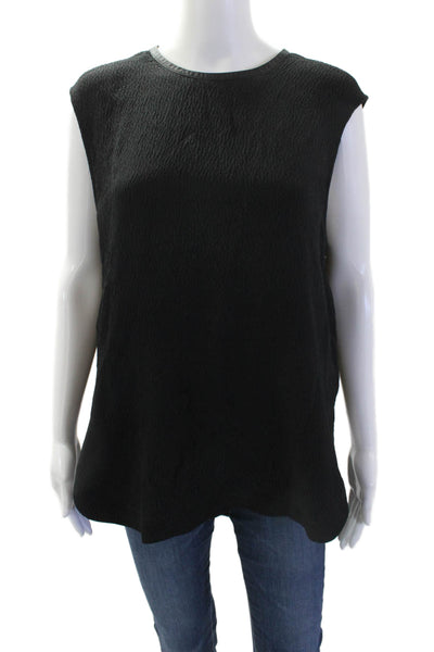 Helmut Lang Womens Silk Textured Sleeveless Tank Top Blouse Black Size Large