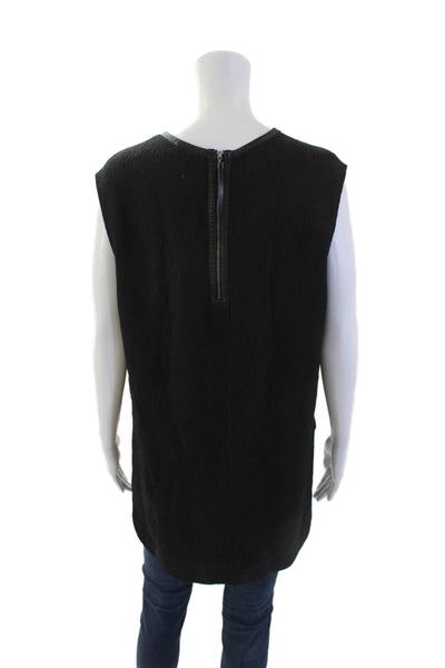 Helmut Lang Womens Silk Textured Sleeveless Tank Top Blouse Black Size Large