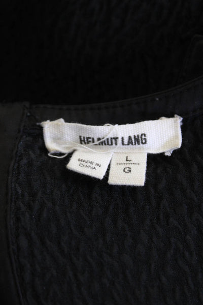 Helmut Lang Womens Silk Textured Sleeveless Tank Top Blouse Black Size Large
